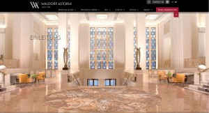 Screenshot der Waldorf Astoria Webseite.